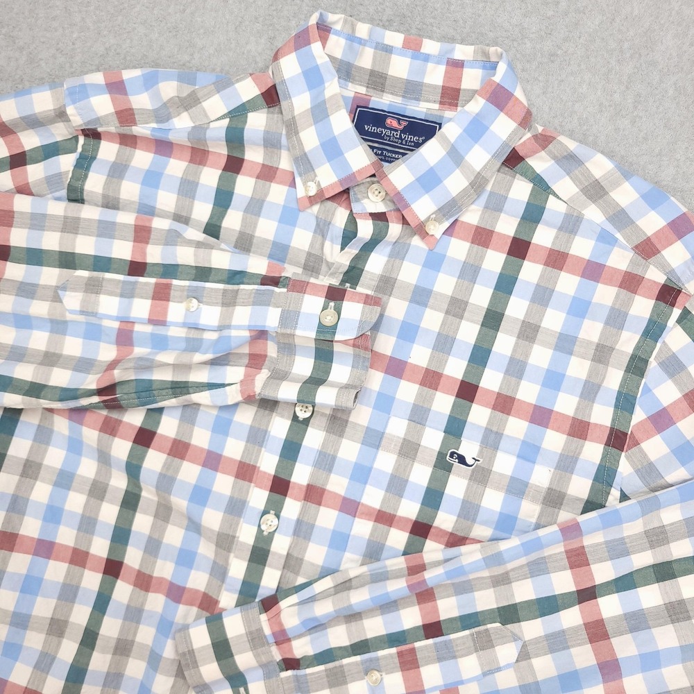 Vineyard Vines Shirt‎ Mens Medium Plaid Slim Fit Tucker Long Sleeve Button Down